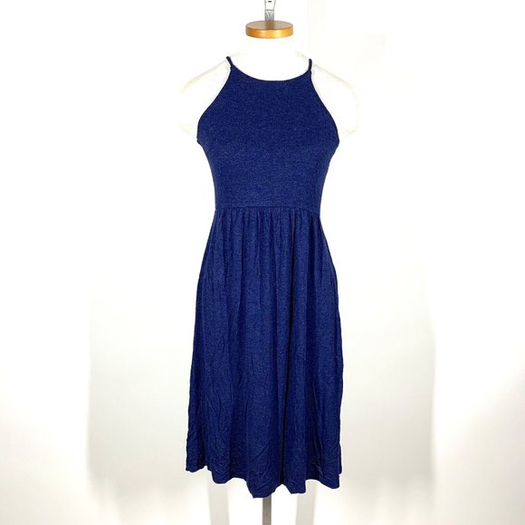 Ann Taylor LOFT Navy Blue Spaghetti Strap Jersey Midi Dress Sz XSP - Picture 1 of 7